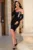 Rochie de ocazie Dorinda neagra cambrata cu accesoriu din strassuri