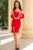 Rochie de ocazie Dorinda rosie cambrata cu accesoriu din strassuri