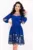 Rochie de ocazie albastra in clos cu broderie geometrica