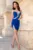 Rochie de ocazie albastru royal scurta cambrata Adina cu model din strassuri