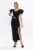 Rochie de ocazie asimetrica cu maneci scurte bufante Lisandra Neagra