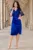 Rochie de ocazie conica albastra Catlyn cu bust din flori brodate