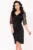 Rochie de ocazie conica neagra Lillian cu fronseuri si maneci paietate