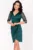 Rochie de ocazie conica verde Lillian cu fronseuri si maneci paietate