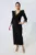 Rochie de ocazie cu croi petrecut si pene la maneci Shivone Neagra