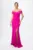 Rochie de ocazie cu decolteu in V petrecut si crepeu in fata Ylaria fucsia