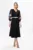 Rochie de ocazie cu flori 3D pe maneci si butoni cu strass-uri Denitra Neagra