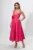 Rochie de ocazie cu pliuri pe bust si brosa tip floare Keyara Ciclam