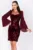 Rochie de ocazie din catifea bordo Celine cu maneci din voal si model paietat