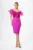 Rochie de ocazie din crepe cu dantela si volane din tull Elorra Fucsia