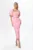 Rochie de ocazie din crepe cu maneci bufante si voal creponat Amaya Roz