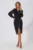 Rochie de ocazie din crepe cu maneci din voal Hannah Neagra