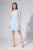 Rochie de ocazie din crepe si tull cu volanase la baza Meryem Bleu