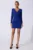 Rochie de ocazie din licra cu model petrecut si floare 3D Ymelda Albastra