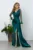 Rochie de ocazie din licra satinat cu strass-uri pe maneci Isaura Verde