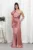 Rochie de ocazie din licra satinat tip one shoulder Perfection Somon
