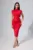 Rochie de ocazie din neopren cu brosa din strass-uri Leontine Rosie