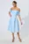 Rochie de ocazie din neopren cu flori 3D Girly Bleu