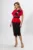 Rochie de ocazie din neopren cu peplum si funda cu strass-uri Medora Rosie