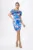 Rochie de ocazie din satin cu volan peste bust Enrika Albastru Floral