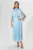 Rochie de ocazie din voal satin cu floare 3D Averria Bleu