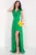 Rochie de ocazie dungata verde cu decupaj pe picior