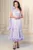 Rochie de ocazie eleganta Caroline lila midi din voal peliculizat plisat