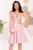 Rochie de ocazie eleganta roz in clos Liana cu flori 3D