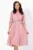 Rochie de ocazie in clos rose cu cordon stralucitor si insertii argintii