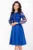 Rochie de ocazie midi albastru royal Jennifer in clos cu bust brodat