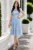 Rochie de ocazie midi bleu Loredana in clos din voal