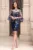 Rochie de ocazie midi bleumarin Leticia cu peplum si broderie florala