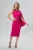 Rochie de ocazie midi cu maneca tip capa Brya Ciclam