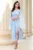 Rochie de ocazie midi in clos Sabrina bleu din voal peliculizat