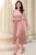 Rochie de ocazie midi in clos Sabrina roz din voal peliculizat