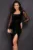 Rochie de ocazie midi neagra Mariela cu franjuri din paiete
