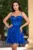 Rochie de ocazie mini albastru royal in clos decorata cu paiete