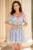 Rochie de ocazie mini bleu in clos decorata cu flori 3D