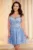 Rochie de ocazie mini bleu in clos decorata cu paiete