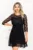 Rochie de ocazie mini in clos din dantela si tul negru