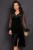 Rochie de ocazie neagra Madeline din catifea cu maneci paietate