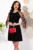 Rochie de ocazie neagra Miruna in A cu maneci brodat