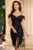 Rochie de ocazie neagra cambrata cu franjuri din paiete
