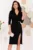 Rochie de ocazie neagra conica cu maneci trei sferturi si revere