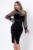 Rochie de ocazie neagra din catifea cu maneci din tulle cu buline