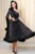 Rochie de ocazie neagra eleganta Caroline midi din voal peliculizat plisat