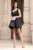 Rochie de ocazie neagra in clos din tafta Urania cu volan din tulle