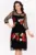 Rochie de ocazie neagra midi Andrada cu broderie florala