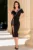 Rochie de ocazie neagra midi Nellie cu model din strassuri