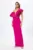 Rochie de ocazie premium accesorizata cu strass-uri si detalii 3D Glance Fucsia